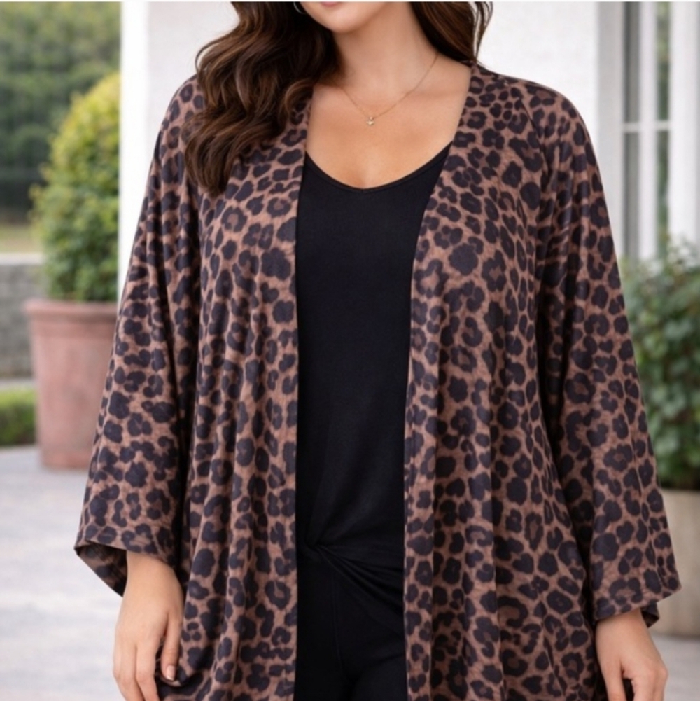 4xl leopard Print Kimono Cardigan Women’s Open Front Lightweight Duster Boho